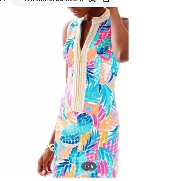 Lilly Pulitzer Mod Shift Dress Preppy Pink 2 Maui Pineapple 50's Style Fringe - Picture 6 of 8